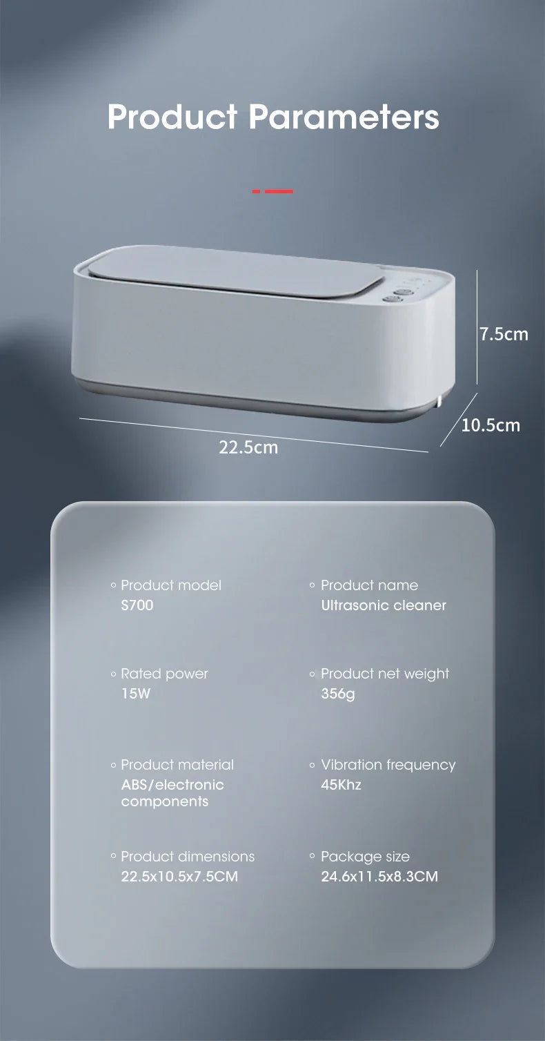 USB Ultrasonic Cleaner -> 3-Level High-Frequency Deep Cleaning Machine