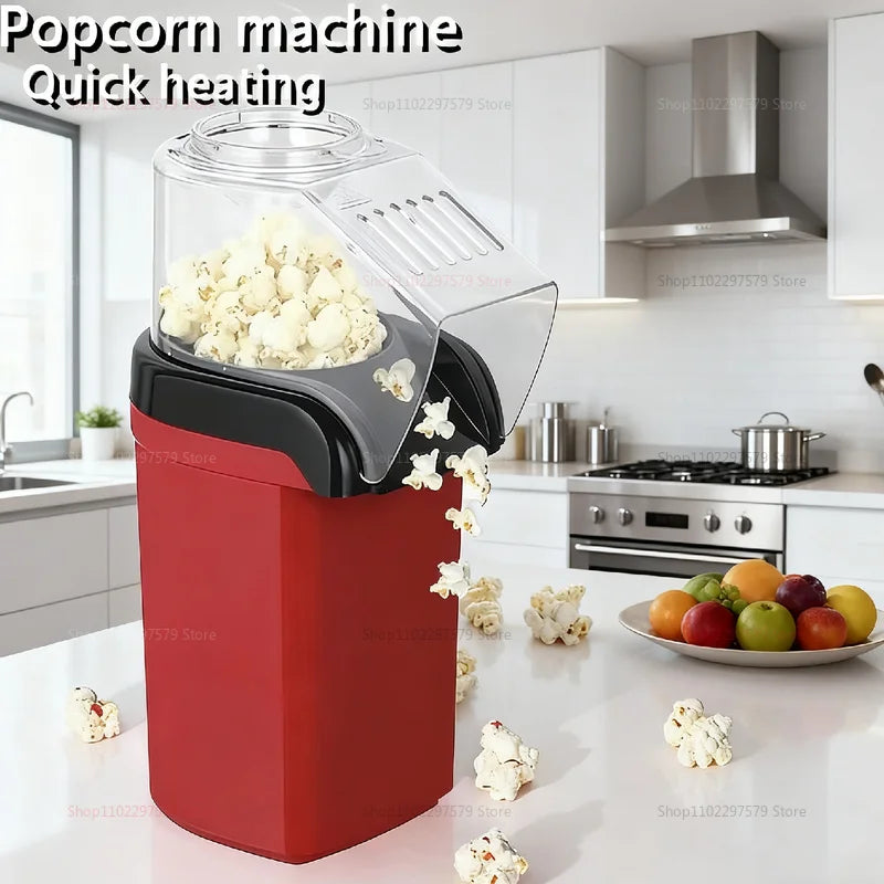Premium Popcorn Maker Mini Hot Air Corn Popper Quick Fast Heating Stylish Compact Home Snack Machine for Movie Night or Parties