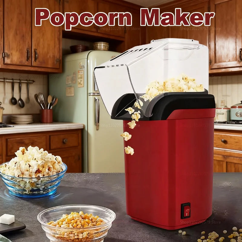 Premium Popcorn Maker Mini Hot Air Corn Popper Quick Fast Heating Stylish Compact Home Snack Machine for Movie Night or Parties