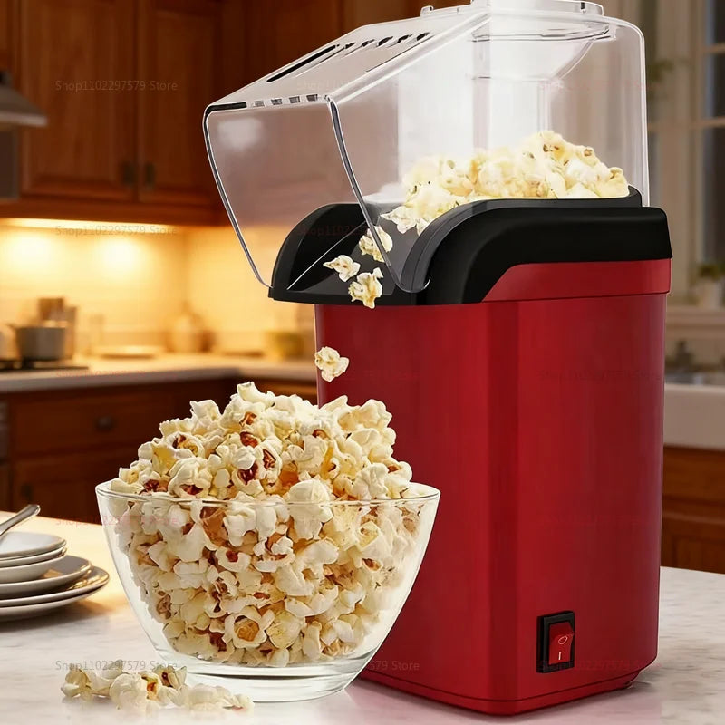 Premium Popcorn Maker Mini Hot Air Corn Popper Quick Fast Heating Stylish Compact Home Snack Machine for Movie Night or Parties